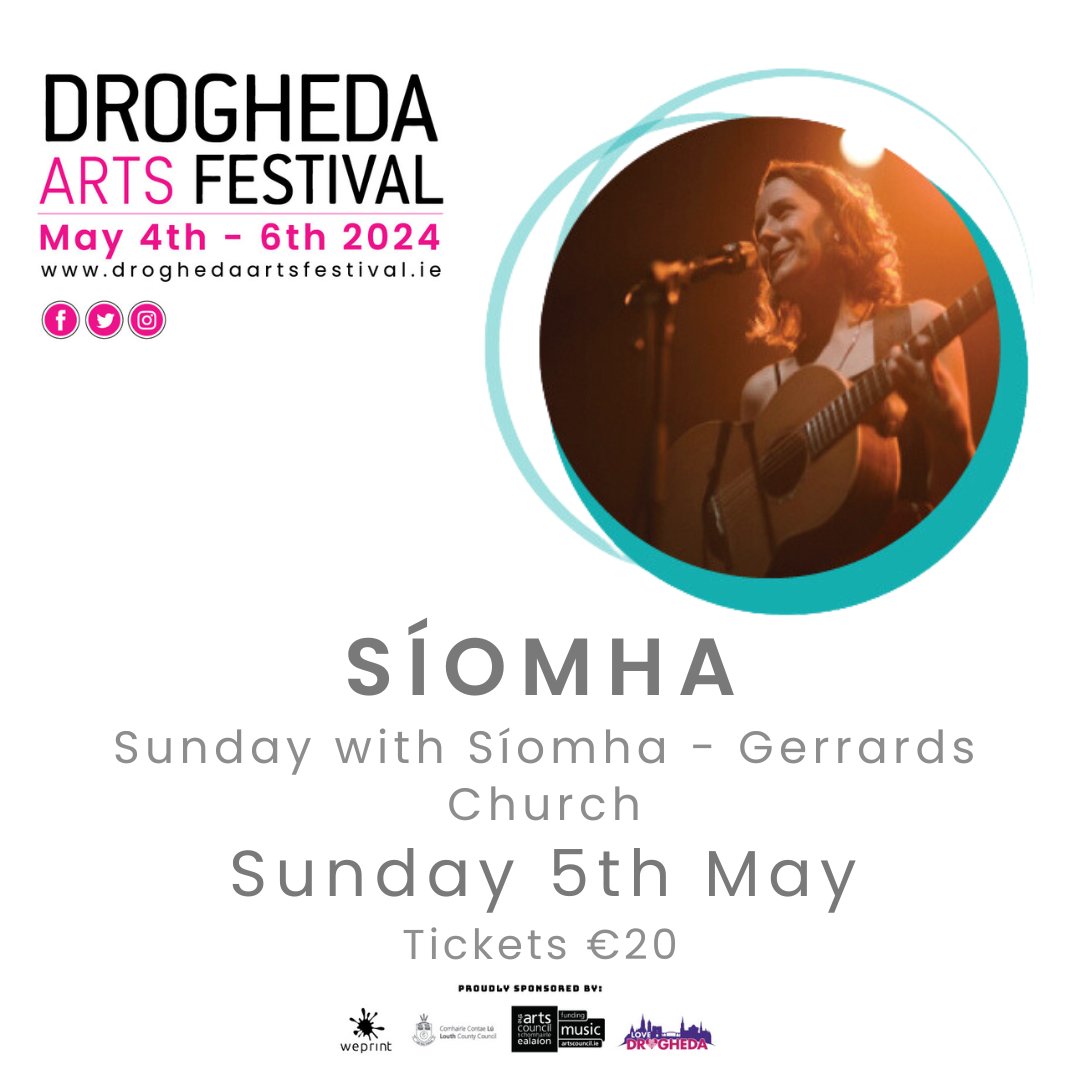 Have you got your tickets yet for @siomhamusic's performance at the #DAF24 yet? 🎸 She takes to the stage in Gerrard's Church on Sunday, May 5th, and this is a gig not to be missed 🎶 Get your tickets now at 📲 droghedaartsfestival.ticketsolve.com/ticketbooth/sh… @CreateLouth @louthcoco @artscouncil_ie