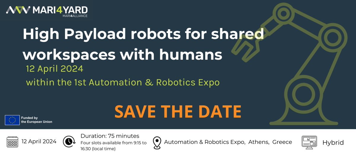 🚀Only one week left! ⚠ Date and venue have changed. NEW DATE: 12th April NEW LOCATION: online or at Automation and Robotics Expo in Athens. B𝗼𝗼𝗸 𝘆𝗼𝘂𝗿 𝘀𝗽𝗼𝘁 𝗮𝘁 𝘁𝗵𝗲 𝗳𝗼𝗹𝗹𝗼𝘄𝗶𝗻𝗴 𝗹𝗶𝗻𝗸 ➡ lnkd.in/dCdJSgNP
