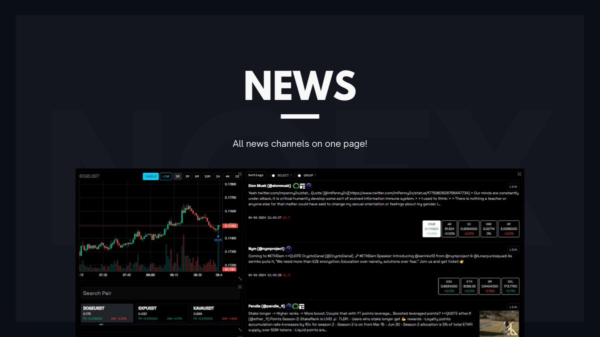 Farklı kanallardan gelen haberleri tek ekranda takip edebileceğiniz News ekranı yayında!

Linke tıklayarak kullanabilirsiniz;
noex.io/news