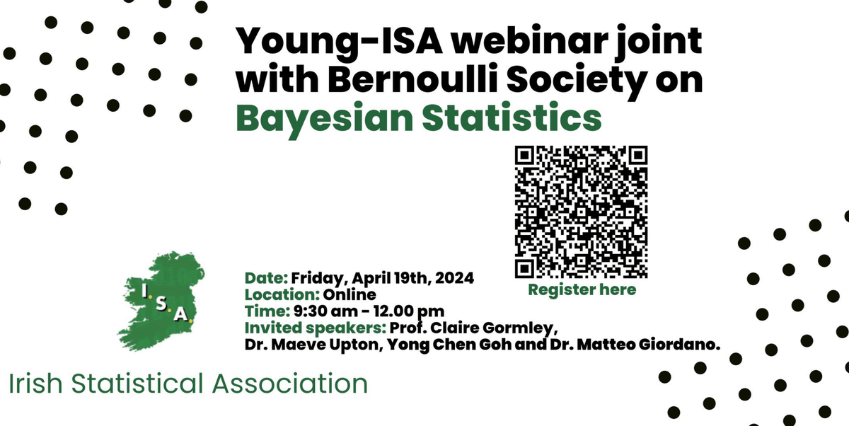 Young-ISA (@young_stats_isa) on Twitter photo Delighted to announce our annual webinar on April 19th, 9:30am-12.00pm on Zoom! This year's theme is Bayesian Statistics, presented jointly by Young-ISA and The Bernoulli Society for Mathematical Statistics and Probability <a href="/BernoulliSoc/">Bernoulli Society</a>. Register here: forms.office.com/Pages/Response… Delighted to announce our annual webinar on April 19th, 9:30am-12.00pm on Zoom! This year's theme is Bayesian Statistics, presented jointly by Young-ISA and The Bernoulli Society for Mathematical Statistics and Probability <a href="/BernoulliSoc/">Bernoulli Society</a>. Register here: forms.office.com/Pages/Response…