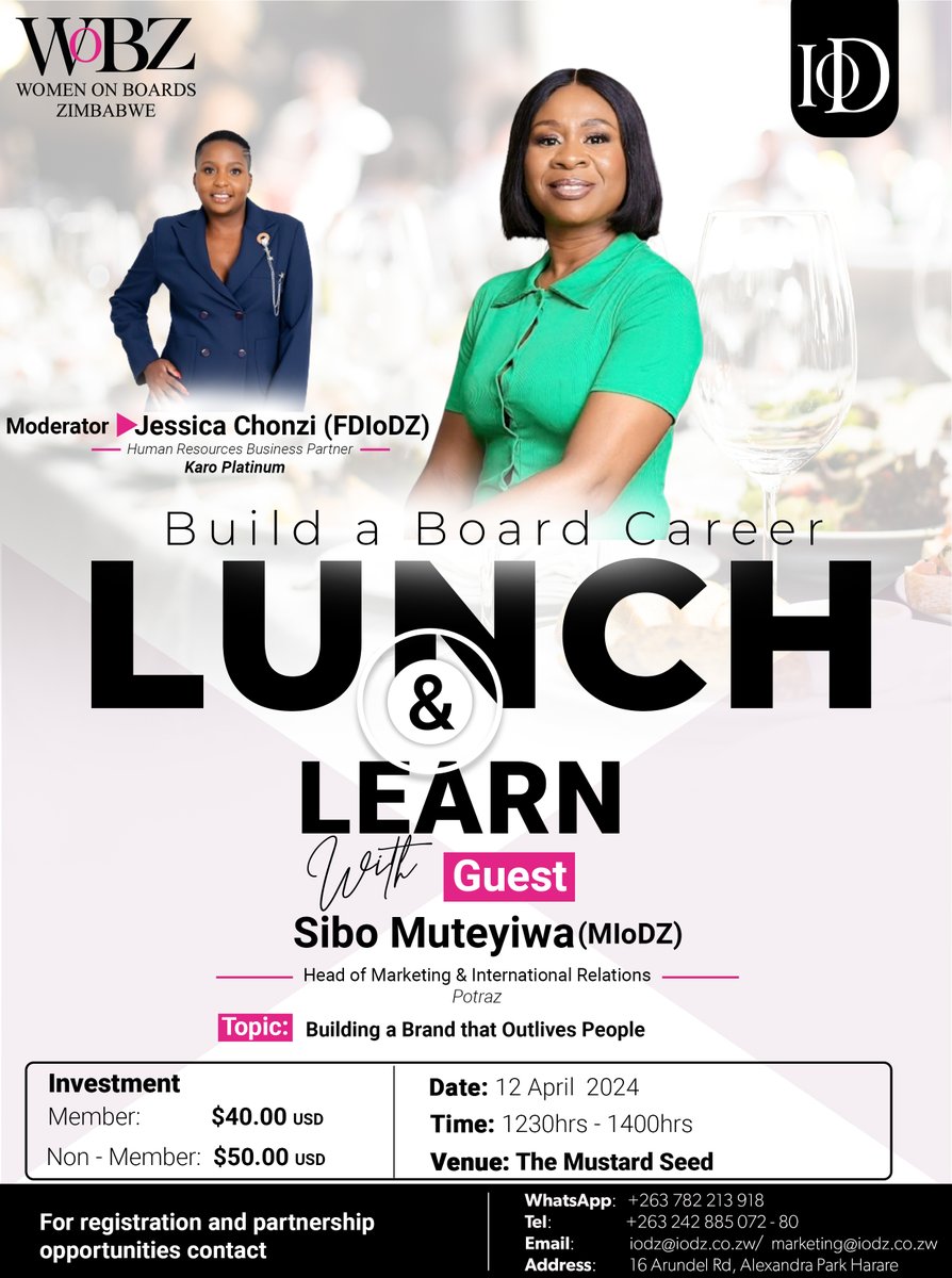 Get ready for an inspiring Lunch and Learn session on April 12th! Join us as guest speaker Sibo Muteyiwa shares invaluable insights on 'Building a Brand that Outlives People.' Harness the power of branding and secure your spot today. Register here > lnkd.in/dqSa9urg