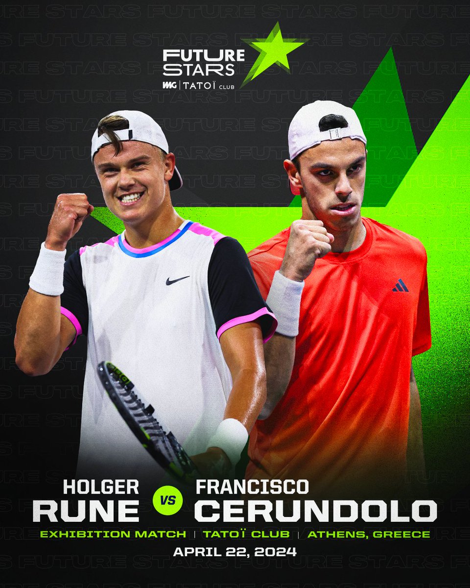 Excited to be back for @imgfuturestars! I am looking forward to meeting all the participants, the exhibition match between @holgerrune and @francerundolo and of course being back at the @tatoiclub! For tickets or more information, visit imgfuturestars.com