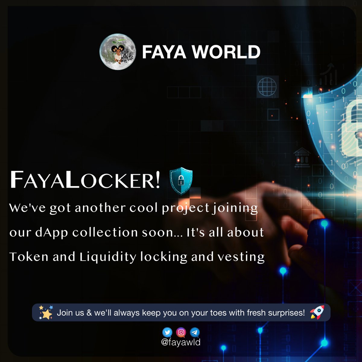 fayawld's tweet photo. Another cool addition is coming to the FAYA dApp.

Keep your eyes peeled for FAYA Locker - it's super efficient and guess what?

It's free for all you FAYA holders out there on the BSC blockchain. Stay tuned! ...

https://t.co/mzArH43sS6

#FAYA $FAYA #fayawld #TrendingNow #crypto #faya_dapp #faya_locker #dapp #locker