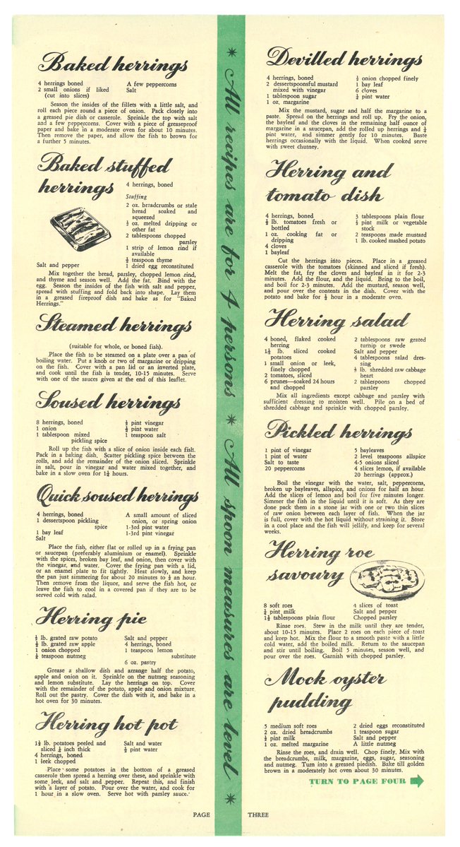 This World War II recipe leaflet from our Nutrition Collection can tell you all the wonderful things you can do with a herring!🎣 #ArchiveFoodAndDrink #Archive30