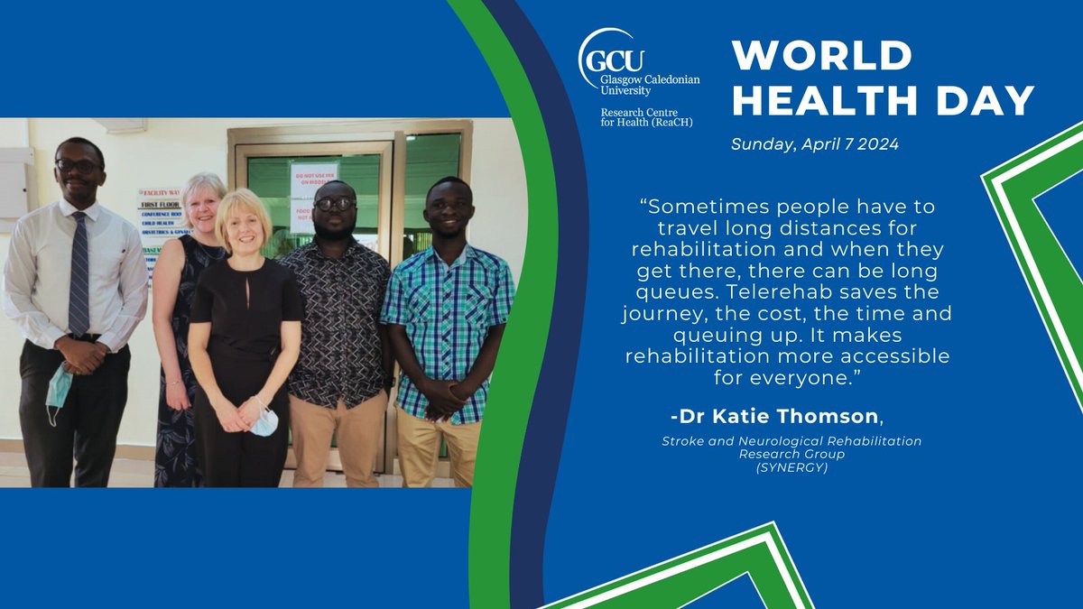 Read how @LornaPaul & @Katiethomson9, researchers from @synergygcu, are helping healthcare professionals in Ghana to reach out to patients with neurological conditions, particularly in rural areas, using telerehabilitation. #worldhealthday2024 👉bit.ly/49ciQL4