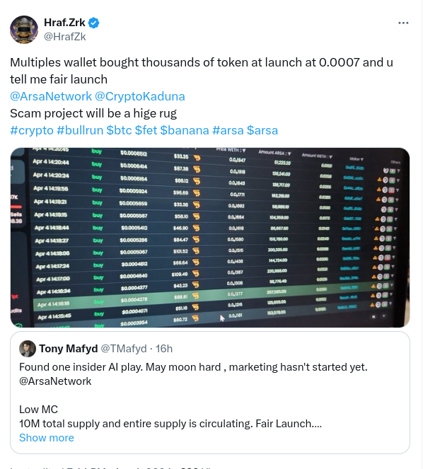 $ARSA #ARSA $ROSNET #ROSNET

Rosnet officially failed. Team is never present and dumped hard. So they made the new scam project with the same strategy. Take care!