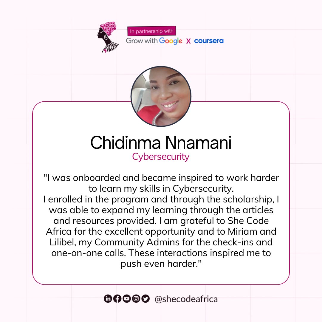 SheCodeAfrica's tweet photo. Our scholars keep reminding us why we do what we do, empowering and uplifting African women and young girls in and through tech! 💪
#SheCodeAfrica #SCAxGWG https://t.co/4yU6flmNDP