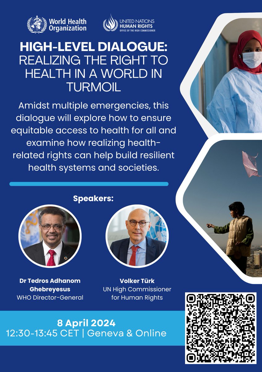 Join @volker_turk, High Commissioner @UNHumanRights and @DrTedros as we mark 75 years of the Universal Declaration of #HumanRights and WHO. Let's discuss ways to safeguard the right to health in the face of conflicts and the climate crisis: bit.ly/3TKX6jI