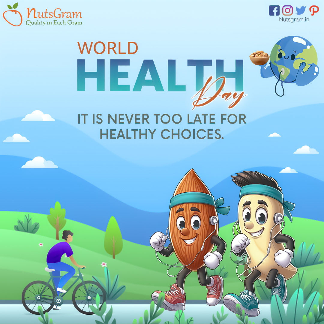 It is never too late for healthy choices. Happy World Health Day!
#nutsgram #DriedFruit #health #worldhealthday #healthylife #healthday #healthyfood #foodie #awareness #healthychoice #dryfruitstore #mentalhealth #brainhealthfood #healthysnacks #goodlife