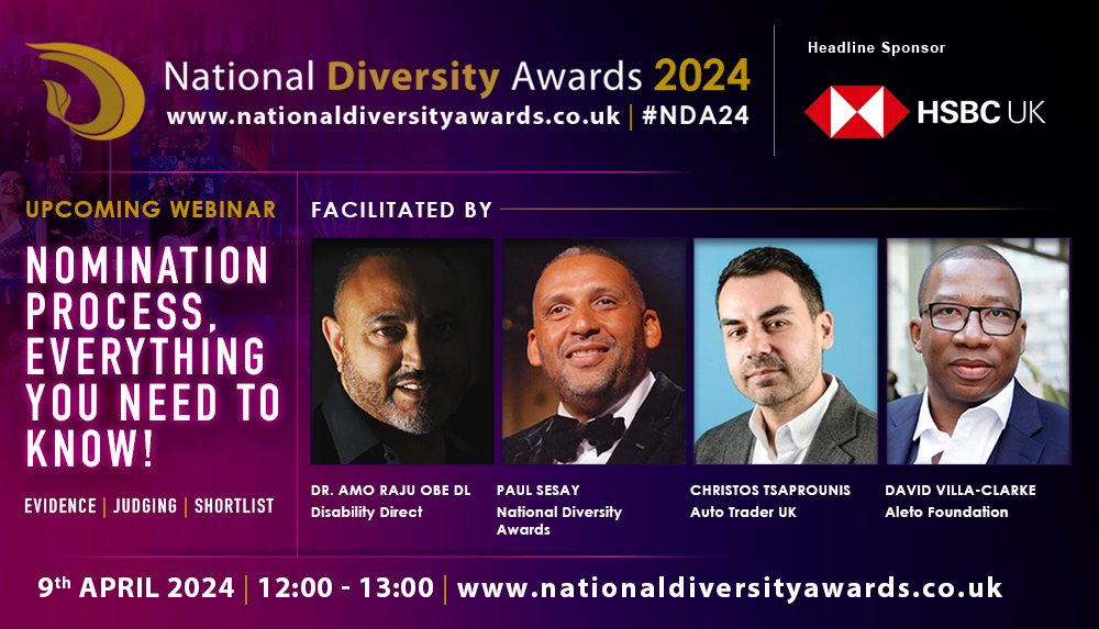 💻 IMPORTANT WEBINAR 💻 Is this your first time being nominated at the #NDAs? Or are you a bit unsure about how it all works? Never fear! This webinar will give you everything you need to know about the #NDA24 process. 9th April 12pm - 1pm BOOK NOW: nationaldiversityawards.co.uk/news/important…