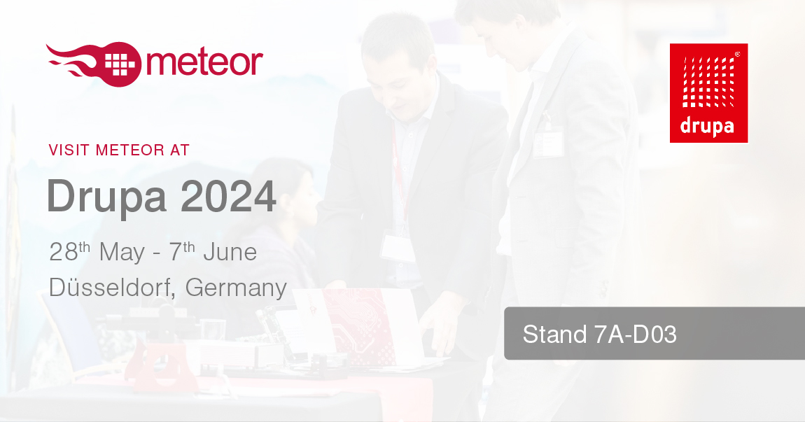 Only two weeks until DRUPA! Get ready to explore Meteor’s world-leading industrial inkjet printhead controllers, software, tools and services for print systems from scanning to single-pass.