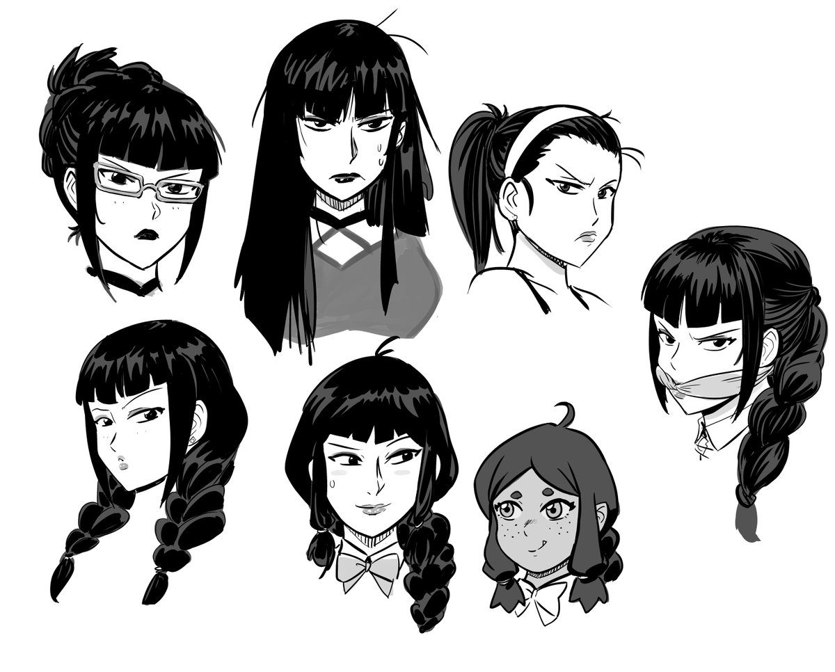 Sketching ideas for Aja alternate looks/disguises/whatever! (also featuring Karana the cute orcess because reasons!)