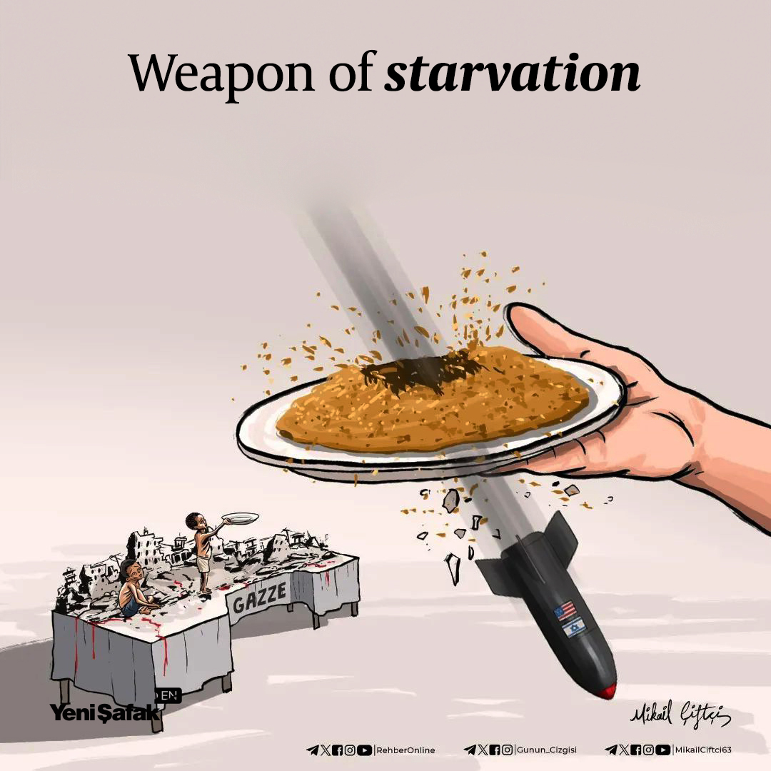 Weapon of starvation! Artist: @mikailciftci63 #CeaseFireNow #GazaStarving