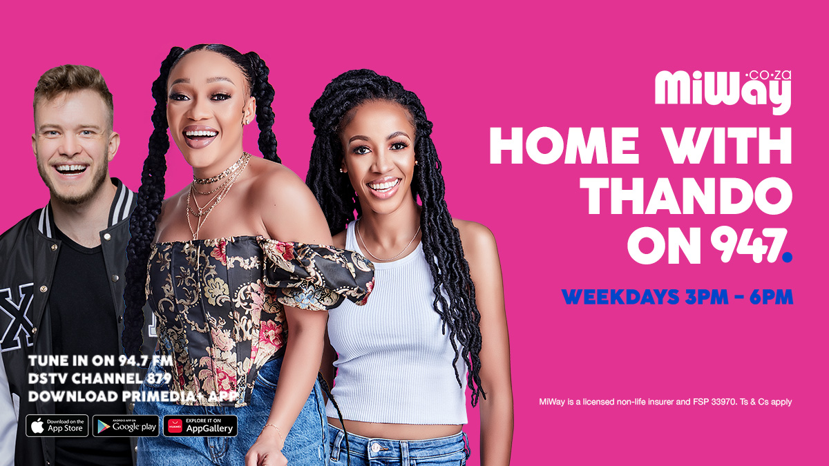 Catch #MiWayHomewithThando on @947, weekdays from 3 – 6 pm. Cash prizes to be won! To be called by Thando, get an obligation-free quote: bit.ly/3wuD9FD. Ts and Cs apply: bit.ly/49GszcZ #MiWayHomewithThando