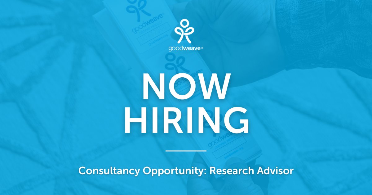 Consultancy Opportunity! GoodWeave is seeking a Research Advisor to study climate impacts on child and forced labor in Nepal’s bricks and carpet industries. Ideal candidates have 15+ years of relevant research experience. Learn more here: bit.ly/GWIJobs #NonProfitJobs