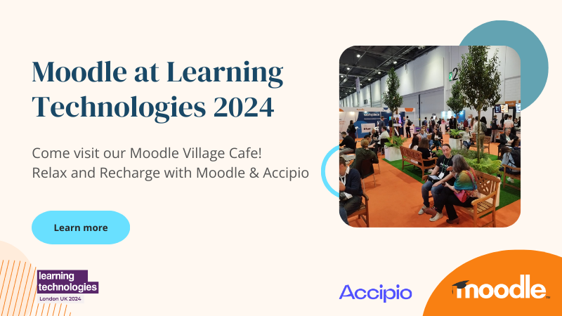 Visit Moodle at the upcoming Learning Technologies event in London on April 17-18! 🎓 Join Moodle HQ and @AccipioUK at the Moodle Village Cafe 🧡 Not registered yet? Register now: rfg.circdata.com/publish/LT24_V… #LearningTechnologies #LT24 #Accipio