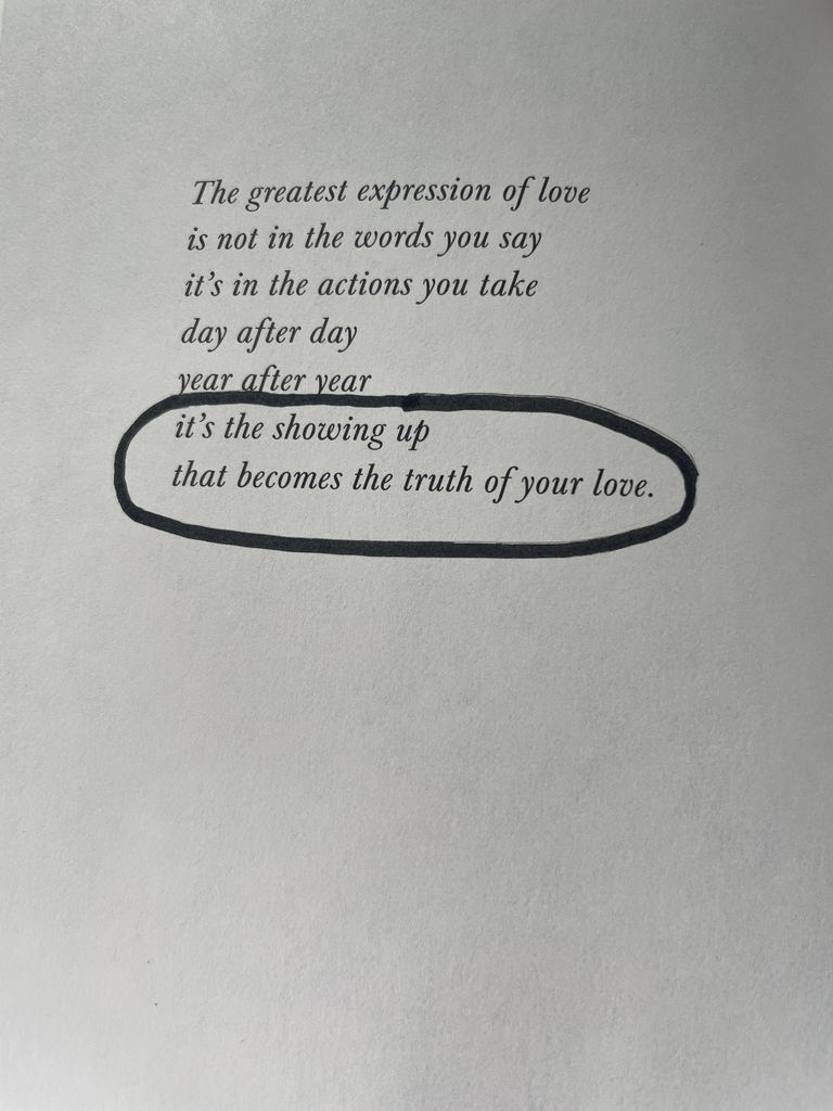 It's the showing up that becomes the truth of your love. pg. 44 from LVOE Volume II ✨ Order yours today: shop.atticuspoetry.com/products/lvoe-…