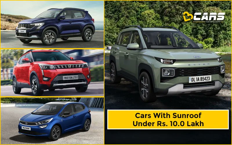 v3cars's tweet image. We have compiled a list of all the cars with sunroof under Rs. 10 lakh (ex-showroom) that are on sale in the country currently. Know more:

v3cars.com/car-guide/cars…

#V3Cars #CarGuide #Sunroof #Features #affordablecars #Exter #altroz #sonet #Nexon