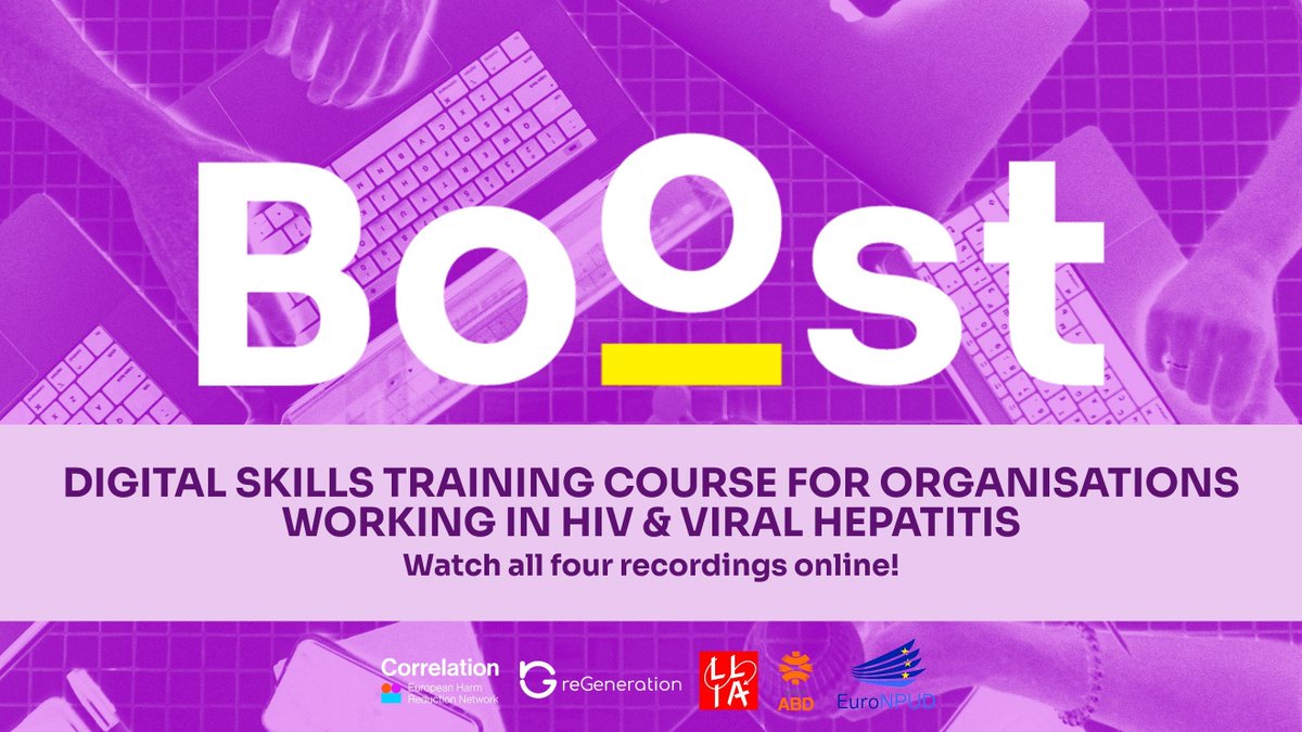 💡 As part of the BOOST project, a Digital Skills Training for #HarmReduction organisations working in the area of #HIV and #ViralHepatitis was held to build the capacity of organisations to use digital tools. Watch the recordings of all the sessions: buff.ly/3PNwEom