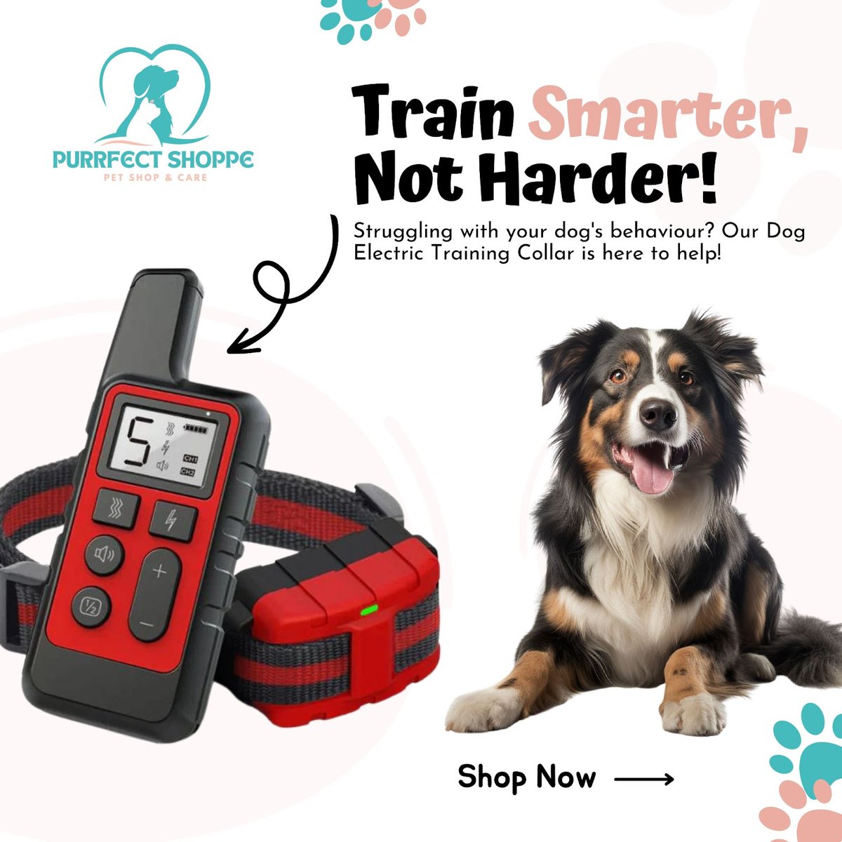 Struggling with your dog's behaviour? Our Dog Electric Training Collar is here to help! Say goodbye to barking and disobedience with its beep, shock, and vibration functions.
---
Get yours now. purrfectshoppe.com/products/1pc-d… 
.
#dogtraining #electriccollar #positivehabits #dogbehavior