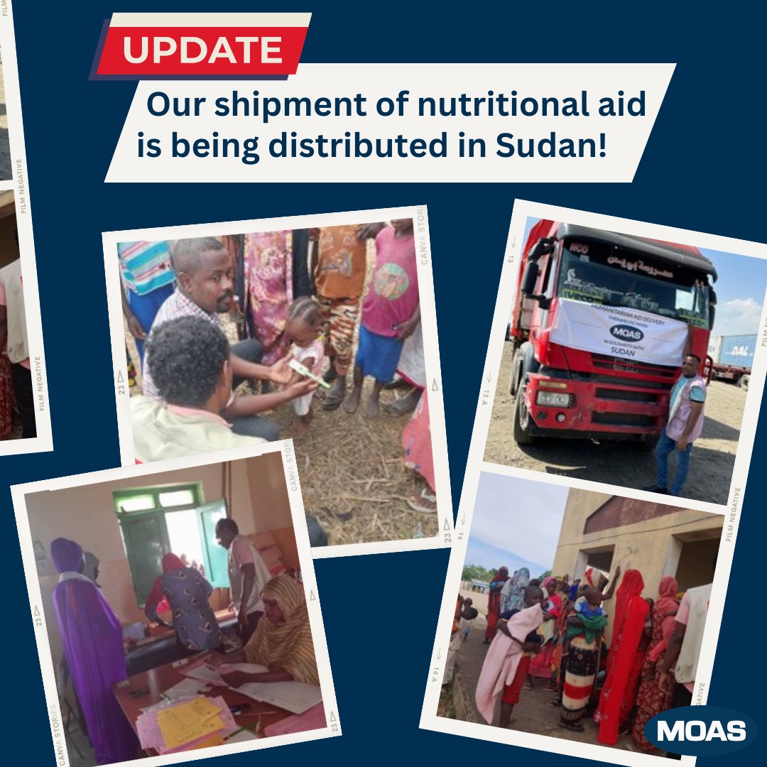 Our shipment of 52 tons of therapeutic food arrived at #PortSudan. With the support of our local partner @SudanAdra, we've already seen hundreds of severely malnourished children recover! Please, continue to support in this vital mission: moas.eu/donate-moas-su… #MOASMissionSudan