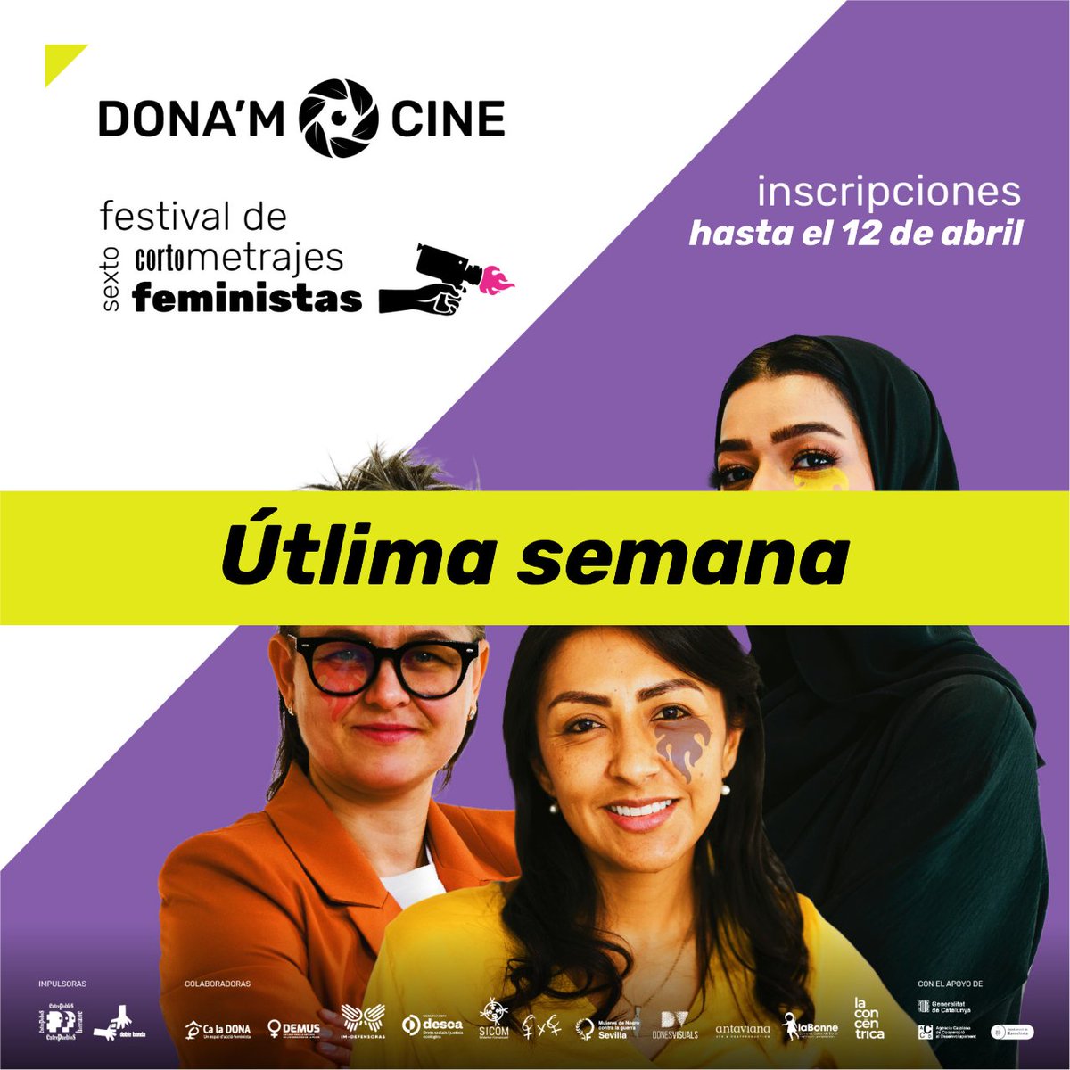 🚨⏳ ¡Última semana para inscribir tu corto! 

✊🏾 Únete a la revolución del cine feminista y forma parte de una comunidad internacional de cineastas con ganas de cambiar el mundo a través de sus historias. 

📅 Hasta 12/04

🔗 donamcine.org

 #DonamCineVI #CineFeminista