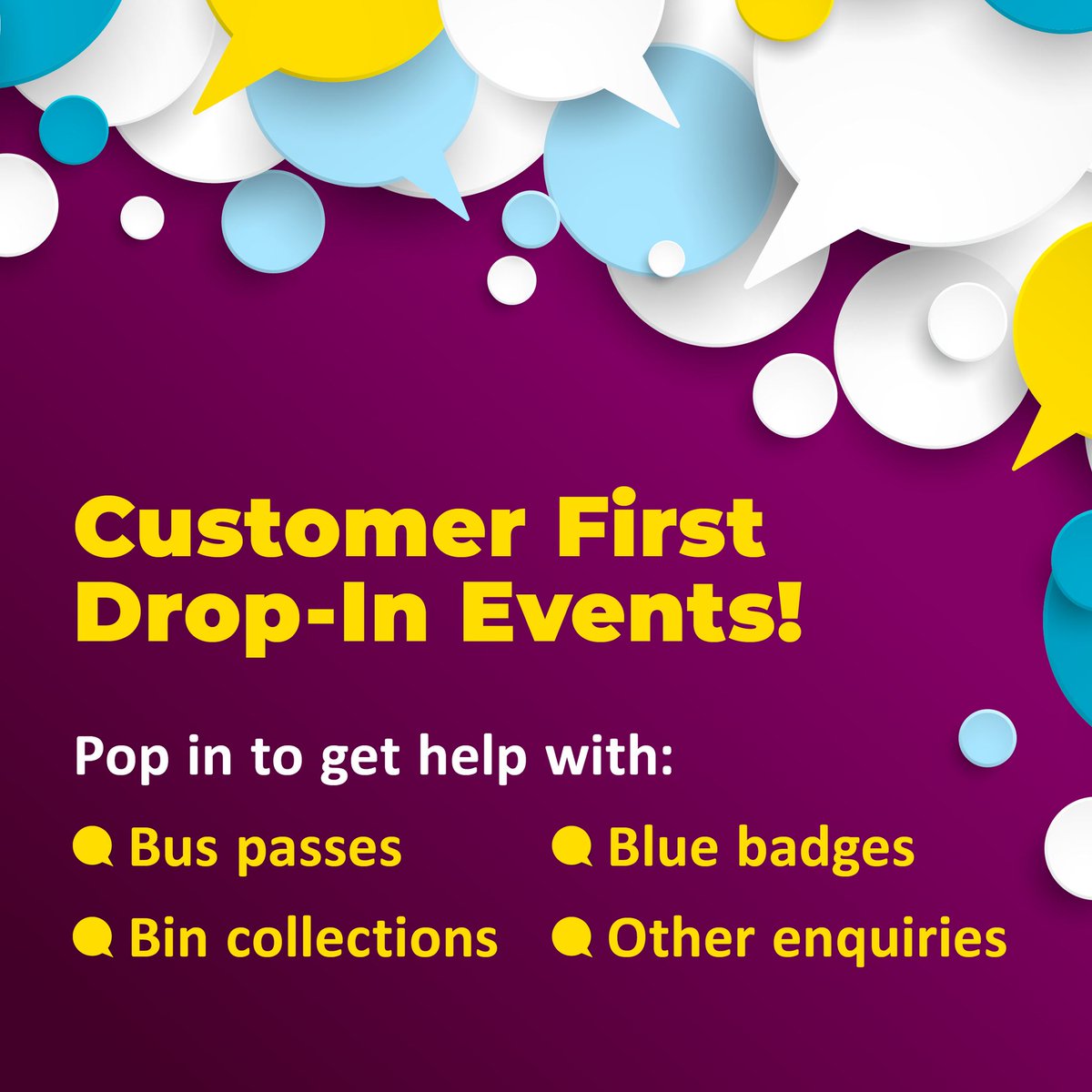 ℹ️ Got an enquiry about council services? Our Customer First team are holding their next drop in tomorrow at Palatine Library (St Annes Rd, FY4 2AP). Pop along between 10am & 12noon tomorrow (Tues 9 April) to apply for your bus pass or blue badge, or raise any issues/concerns.