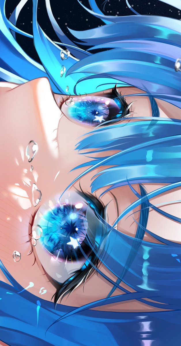 1girl solo looking at viewer blue eyes blue hair star (symbol) eyelashes  illustration images
