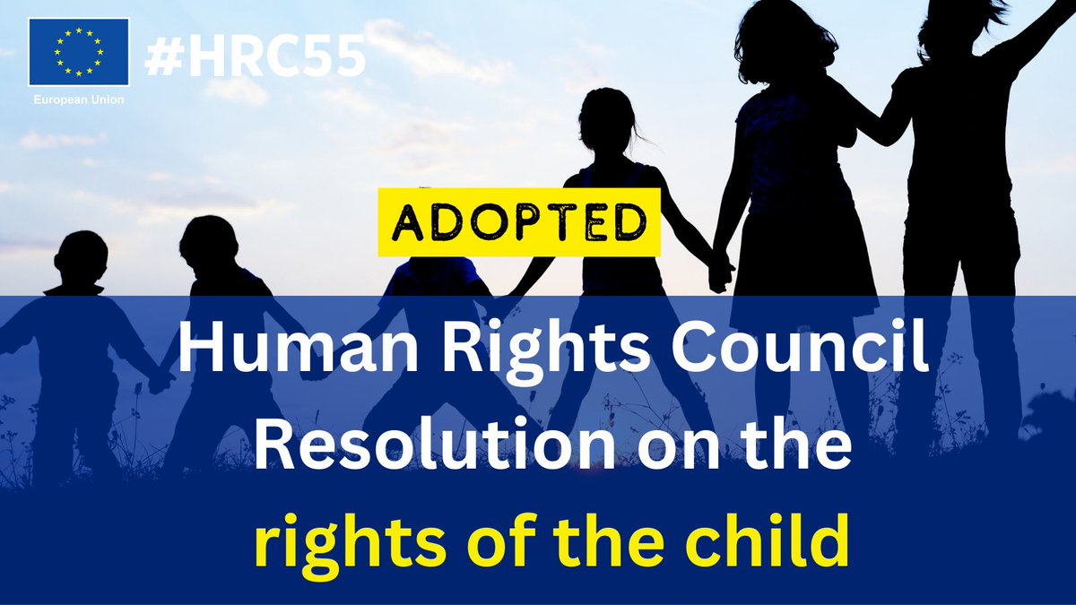 Together with our partners from GRULAC we are proud to lead the #HRC55 resolution on the rights of the child. It stresses that all children have the right to social security & recognizes the obligations of States to ensure access to inclusive social protection.