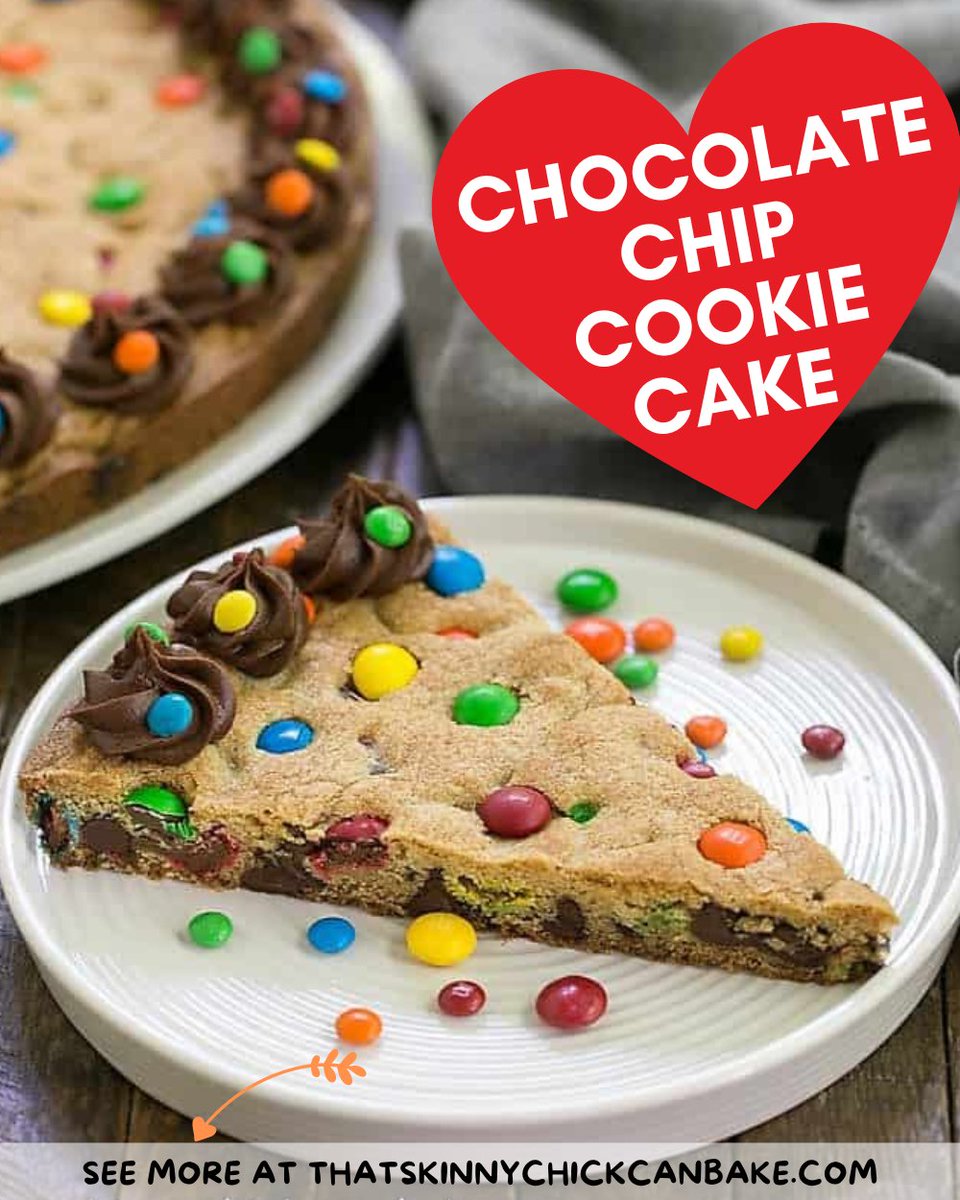 Chocolate Chip Cookie Cake with M&M's - Fun & Festive - That Skinny Chick Can Bake thatskinnychickcanbake.com/chocolate-chip… via @thatskinnychick