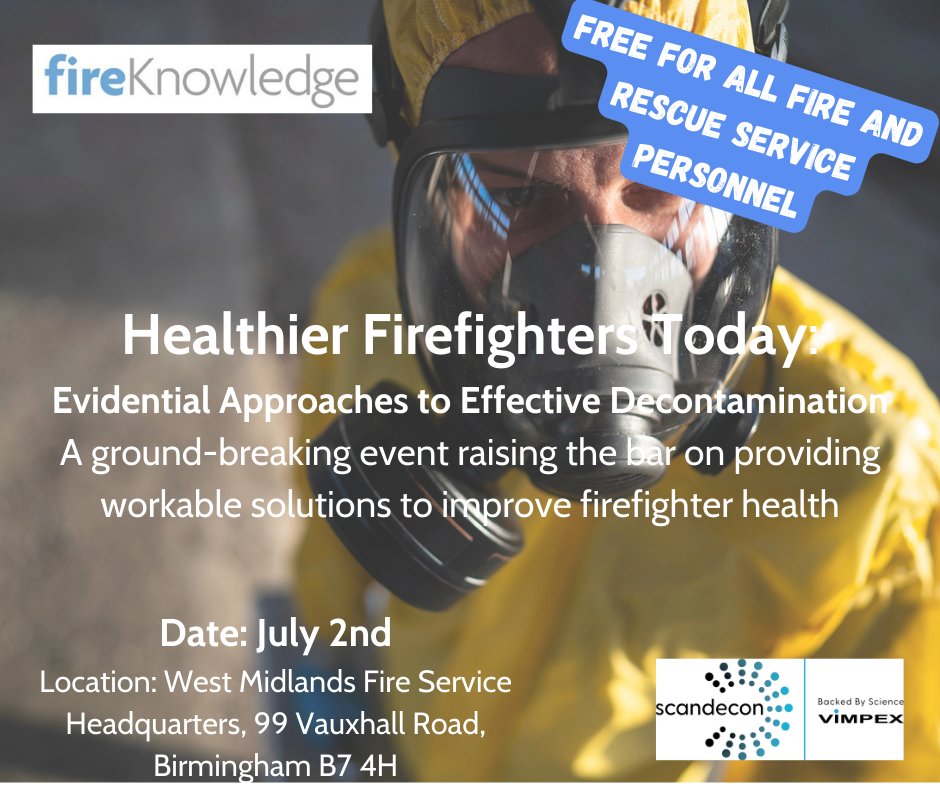 A ground-breaking event raising the bar on providing workable solutions to improve firefighter health. Book now fire-magazine.co.uk/decontaminatio… #firefighters #fireservice #decontamination #firefightersafety #science #technology #evidence #solutions #conference