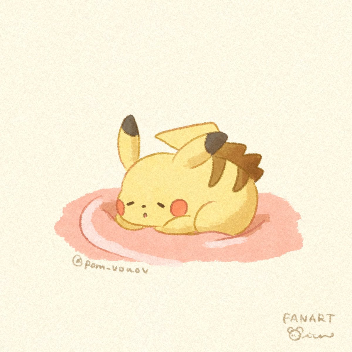 ポケモン「Sleeping Pikachu o'ᆺ'o#pokemon #ポケモン 」|Mion🌱デザフェスB-318のイラスト