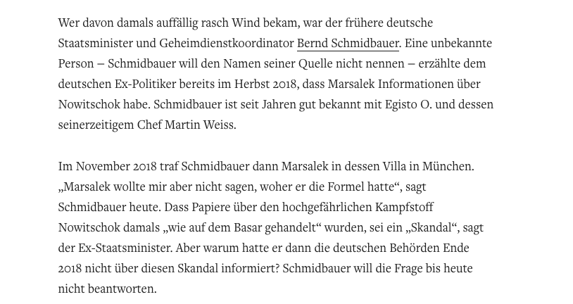 Die gravierenden neuen Vorwürfe gegen den Wiener Ex-Verfassungsschützer Egisto O. werfen auch Fragen für Ex-Staatsminister Schmidbauer auf. Er erfuhr 2018, dass Jan Marsalek Geheimdokumente zu Nowitschok besaß - aber informierte offenbar nicht die Behörden welt.de/politik/deutsc…