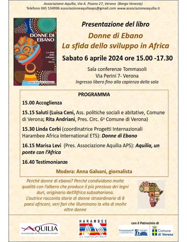 🌍✨Amici di #Verona, unitevi a noi! L' Associazione Aquilia APS presenta la versione italiana di "Donne di Ebano" di Raquel Rodríguez de Bujalance <a href="/HarambeeONGD/">Harambee ONGD</a>. 
Scoprite storie che ispirano! 
Dettagli qui👇