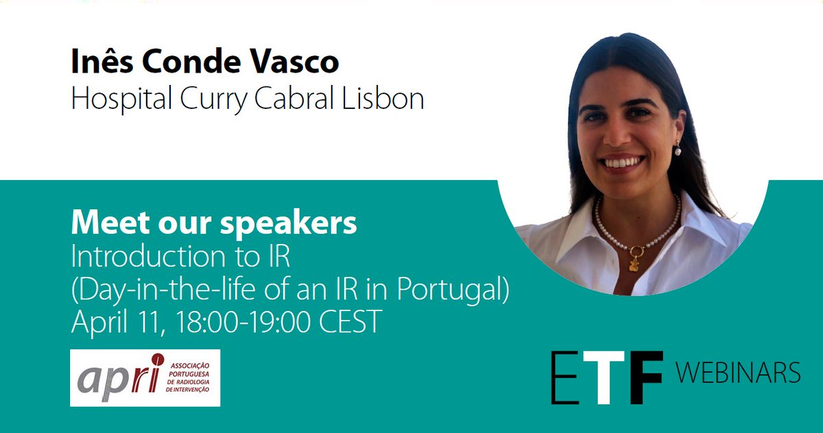 We are delighted to announce that Dr Ines Conde Vasco will be our third speaker at the upcoming #ETFWebinar. 🎉 Join us to learn more about a day in the life of an IR in Portugal! ➡️ Register for free: bit.ly/3J1J9c1 ➡️ Watch our past webinars: bit.ly/3U1VfHt