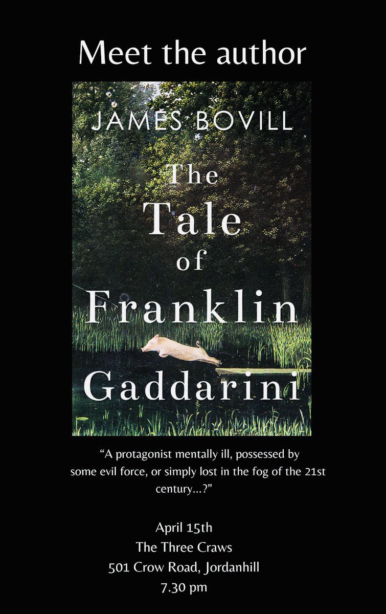 Glasgow friends. Sailing into his 80th year my dad has two books newly published. The first will be launched in a cosy environment where many of his ideas took flight-- his local ! Meet the author of The Tale of Frank Gaddarini, James Bovill! Three Craws, Jordanhill. April 15th