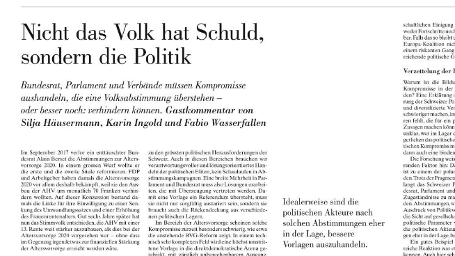 «Donnerschläge an der Urne sind meinst Folge von Politikversagen aufseiten der politischen Eliten.» In der @NZZ schreiben @SiljaHausermann, @IngoldKarin & Fabio Wasserfallen darüber, wie ein Referdum überstanden oder gar verhindert werden kann. nzz.ch/meinung/mehr-k…