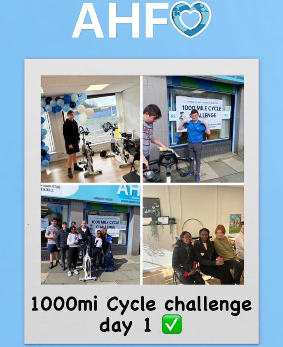 What a week at AHFO, Day 4 of a 1000 mile bike challenge 💙 this has been done by the children, adults and some of the by passers walking passed the hub to raise money to support our children’s activities and resedential break Aug 2024 ❤️ Community coming together 💙 thank you to