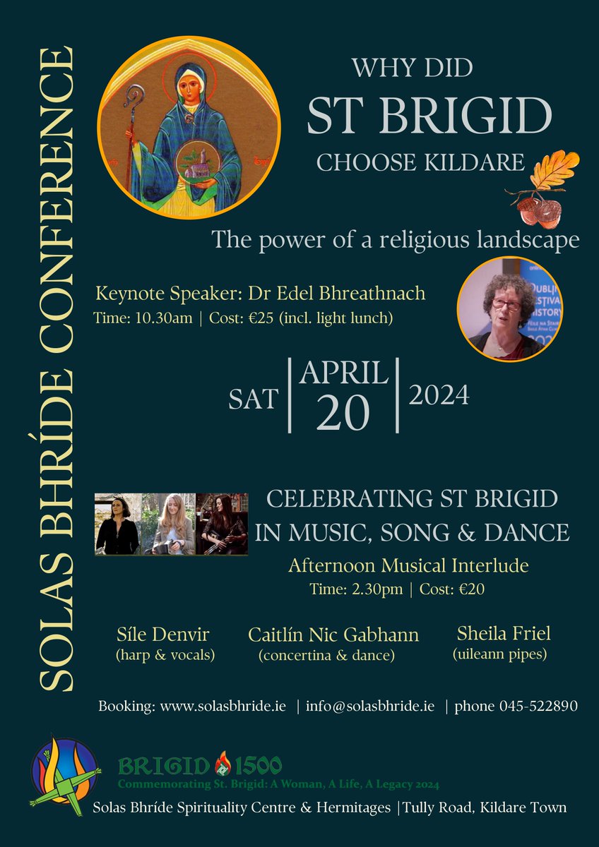 🗓️ Saturday, 20 April Keynote Speaker: Dr Edel Bhreathnach Booking: solasbhride.ie | info@solasbhride.ie | phone 045-522890 Solas Bhríde Spirituality Centre & Hermitages |Tully Road, Kildare Town Time: 10.30am | Cost: €25 @kildarecountycouncil #Brigid1500