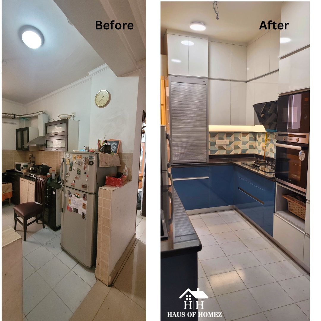 HausofHomez's tweet photo. The Haus of Homez touch!
This dramatic kitchen transformation showcases the difference our expert design and craftsmanship can make. From dated to delightful, this space is now a joy to cook in.  #beforeandafter #kitchenrenovation  #dreamkitchen #modularkitchen #hettich #merino https://t.co/QV5LQq6w1p