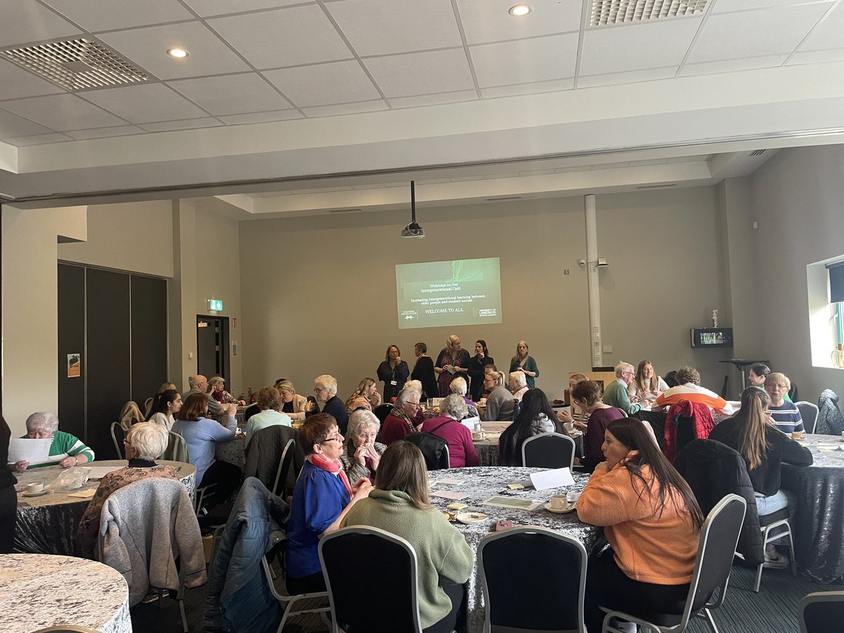 Today, @NursingMid_UL is hosting the Bridging Generations ‘Intergenerational Discussion Cafe’. This idea is used as a means to increase intergenerational learning between older people and student nurses. We welcome our guests that have come from all over the mid-west to attend.