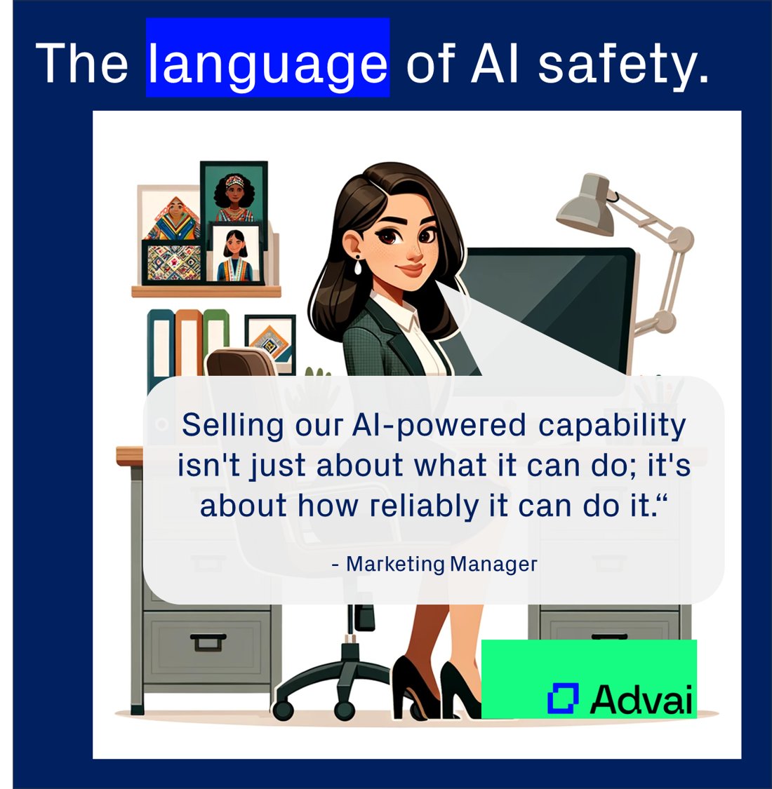 AdvaiLtd's tweet photo. Be a champion for AI Safety. Cultivate a culture of AI safety at your organisation to ensure every stakeholder plays their part.

#aisafety #artificialintelligence #marketing https://t.co/4xUaaKCTOa