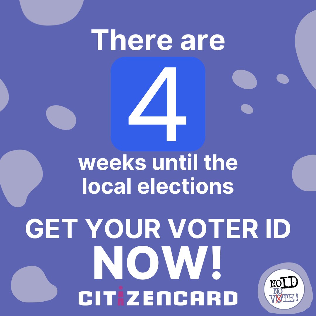 Elections are 2nd of May, and our cut off for standard applications is April 11th! We are here to make sure everyone is ready for this year's elections: - Local government elections in England - Local authority mayoral elections & more! 🪪 🗳️ #VoterID #CitizenCard #Elections