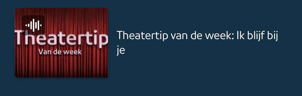 Theatertip van de week: 

IK BLIJF BIJ JE

Supertrots. ❤️❤️❤️

Fragment beluisteren: 
nporadio4.nl/fragmenten/de-…
