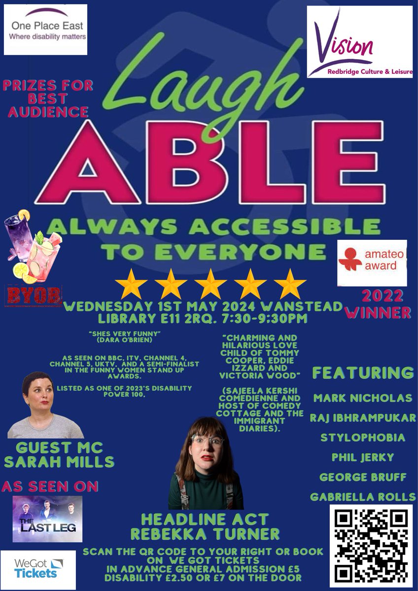 Our Autism Acceptance show was so much fun! Come along to our next show on May 1st with @sazzymills (Guest Appearance on @TheLastLeg) MCing and @BexTurnerComedy headlining @RedbridgeLibs @oneplaceeast Tix below from just £2.50! wegottickets.com/event/604829 #comedy #disability