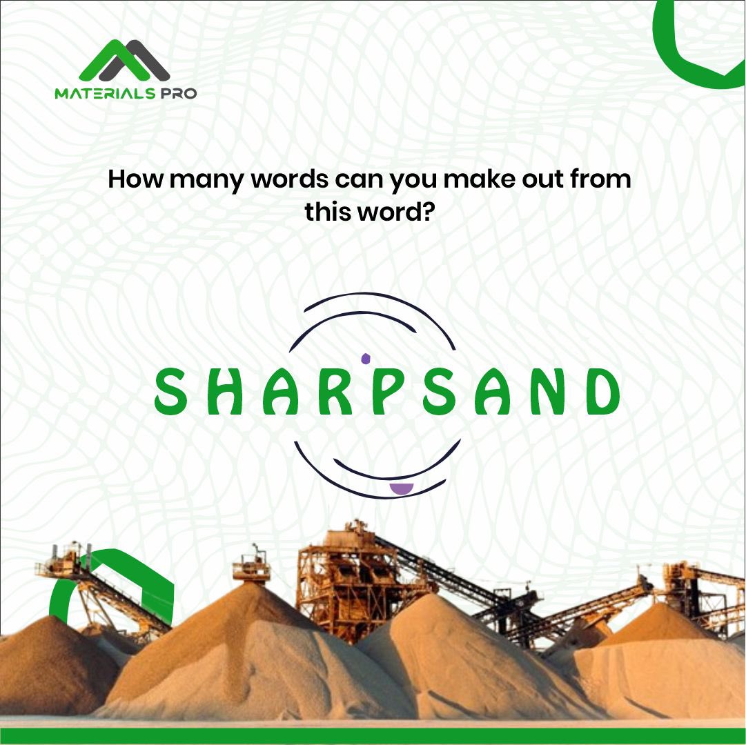 How many words can you make out from this word? 

Let us know in the comments.

#materialspro #fridaytrivia #constructiontips #constructiongames