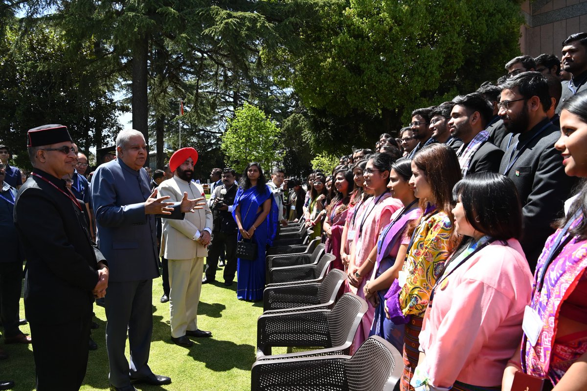 VPIndia's tweet photo. Hon'ble Vice-President, Shri Jagdeep Dhankhar interacted with the Officer Trainees at Valedictory Ceremony of IAS Phase-I (2023-Batch) at Lal Bahadur Shastri National Academy of Administration, Mussoorie today. 
#LBSNAA  @LBSNAA_Official @IASassociation
@DoPTGoI https://t.co/Xptw8daMvT