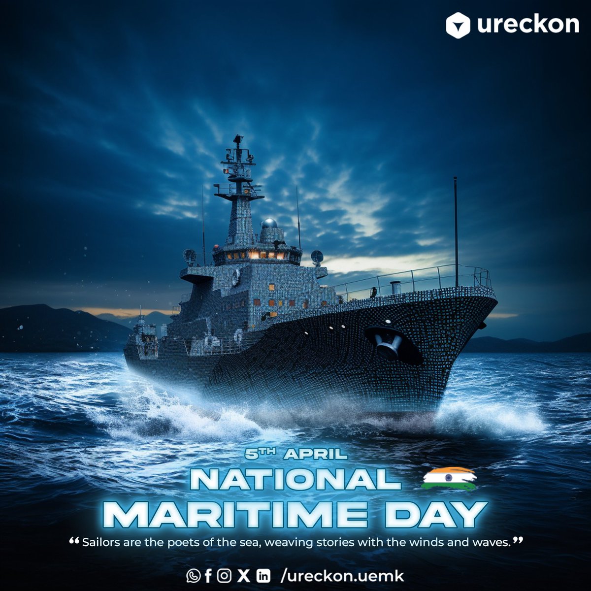 On National Maritime Day, Team Ureckon celebrates the enduring spirit of discovery across vast seas, uniting nations. Written By: Iffat Jahan. Designed By: Sk.Sohail Raja. #ureckon #MaritimeDay #uem