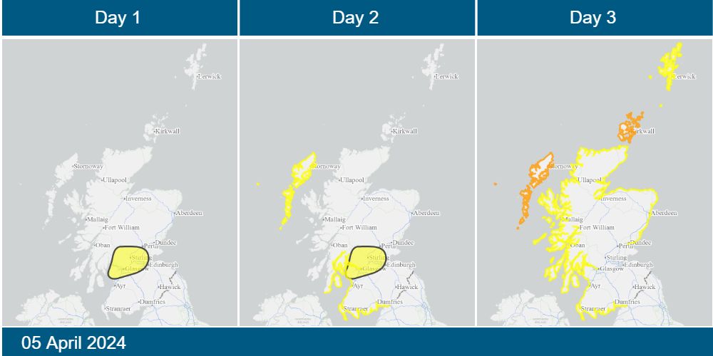 Scottish Flood Forecast - 2024-04-05 Today's 3-day Scottish Flood Forecast is now available on our website. Find out if flooding is forecast in your area, what impacts it may have, and what actions you can take in advance. scottishfloodforecast.sepa.org.uk/public?d=2024-…