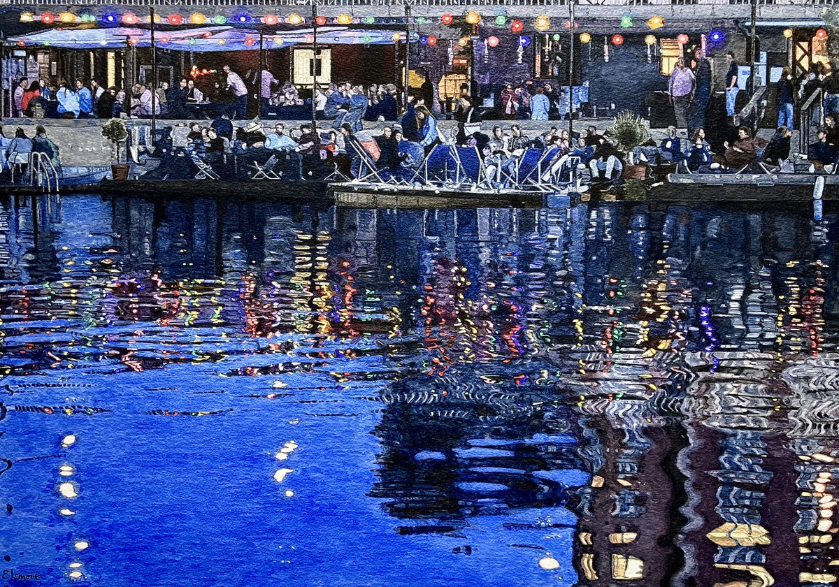 ‘Hygge Harbour’ #watercolour 
An evening in Copenhagen for the <a href="/RIwatercolours/">RI Watercolours</a> 212th Exhibition 
<a href="/mallgalleries/">mallgalleries</a> until 13th April and online: mallgalleries.org.uk/exhibitions-ev…

#Reflections #Hygge #København